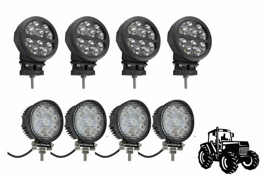 Larson LED Light Package for John Deere 4440 Tractors - (4) LEDLB-10R-CPR - (4) IL-LED-27R