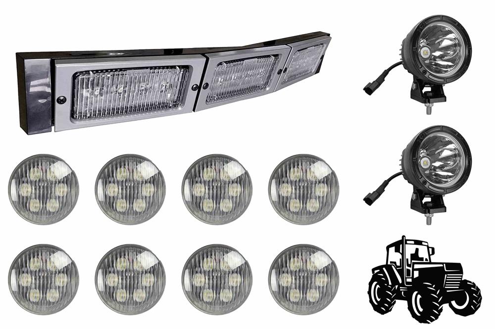 LED Upgrade Kit for JD 4455 Tractor - (8) LED18W-PAR36 - (2) LED25WRE-CPR - (1) LLP-JD-TR-4XXX-HL-3X