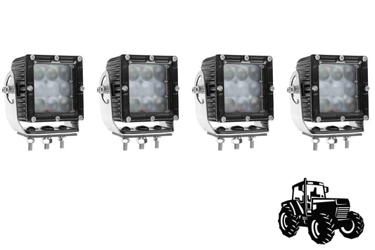 Larson LED Light Package for John Deere 8240 Tractor - (4) LEDEQ-3X3-CPR - 2 Lights for Front & 2 Lights for Rear