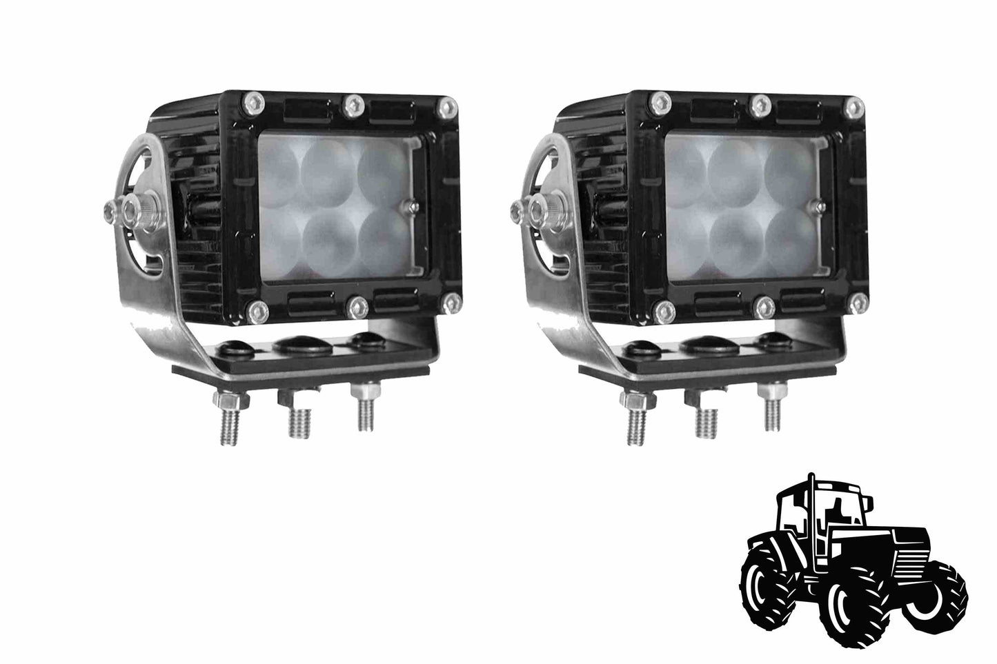 Larson John Deere Tractor Front Grill Headlamp LED Flood Light Kit - (2) LEDEQ-3X2-CPR