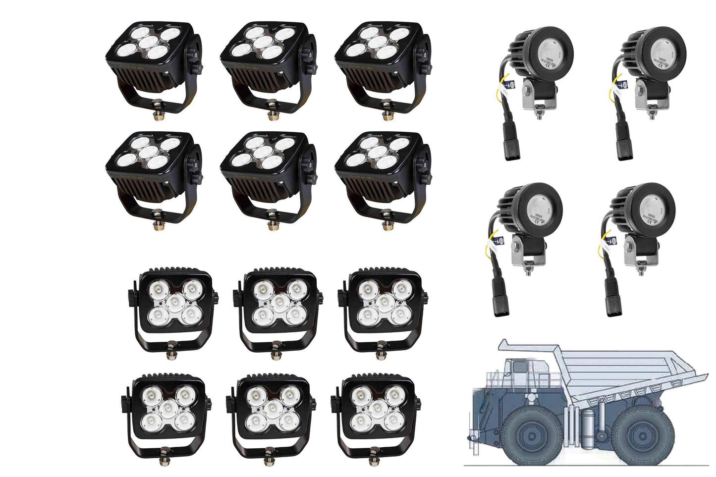 Larson LED Light Package for the Komatsu MT3700AC Dump truck - LED Retrofit/Fitout (12) LEDP10W-50E (4) L