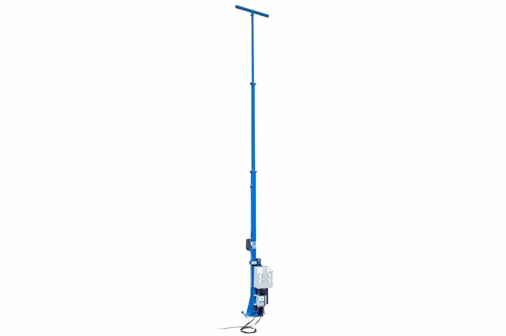 10' Light Mast w/ Electric Winch - 5' to 10' - 24V - Fold Over Light Boom - Standard Base Plate