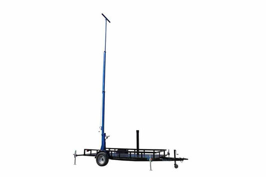 5 Stage Light Mast on 12' Single Axle Trailer w/ Wheels - Extends up to 11' - 300 lb Capacity - Tongue Jack w/ Pivoting Caster
