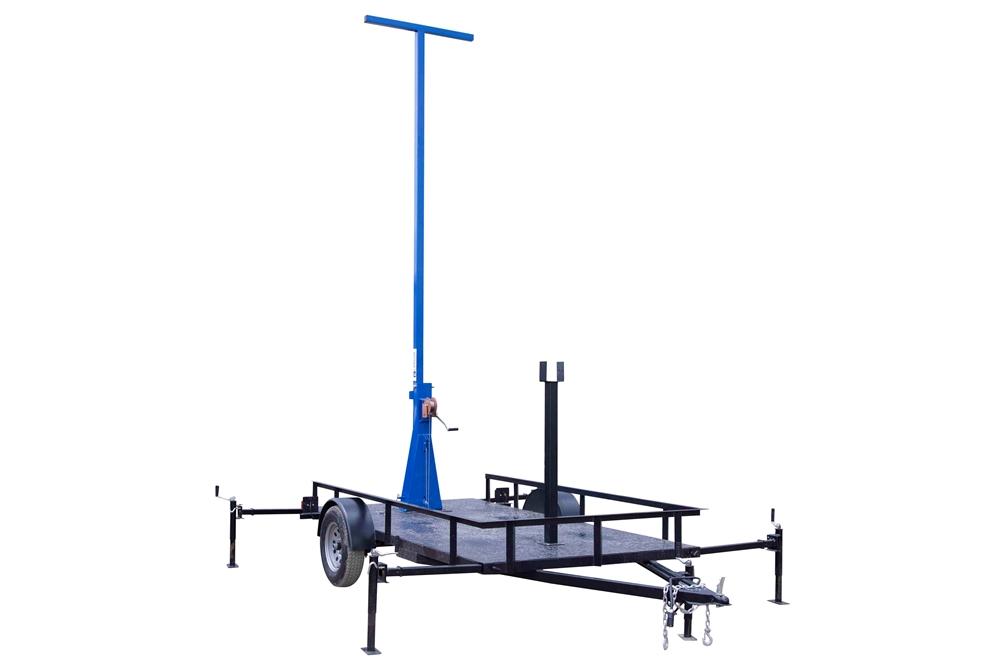 15 Foot Fold Over Light Mast on 12' Trailer - Single Stage Tower - 360° Rotating Boom -Trailer Mount