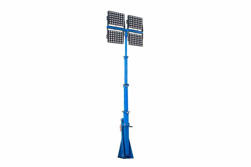 4-Stage Telescoping Light Tower w/ (4) 480W LED Light Fixtures - 5' to 15' Tower - 240,000 Lumens