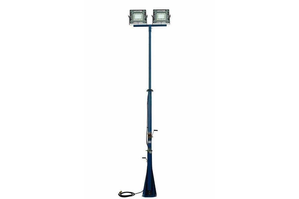 Explosion Proof 16 Foot Telescoping Light Mast - Two C1D1/C2D1 150 Watt LED Lights -10' to 16' Tower