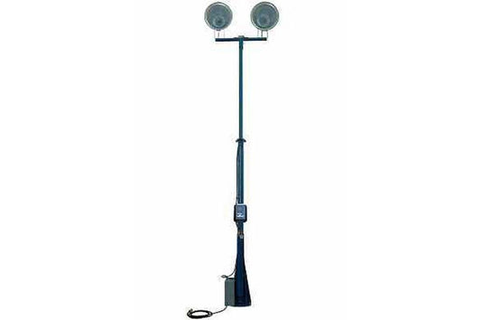3000 Watt Extendible Light Mast - Stationary Light Tower - 16 Feet - Electric Winches - Dual Heads
