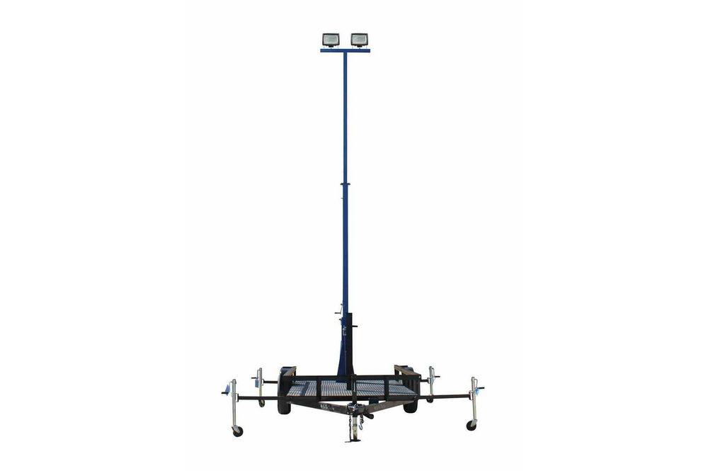 16' 2-Stage Light Mast on 10' Trailer - 2x 90 Watt LED Lights - Extends up to 16'
