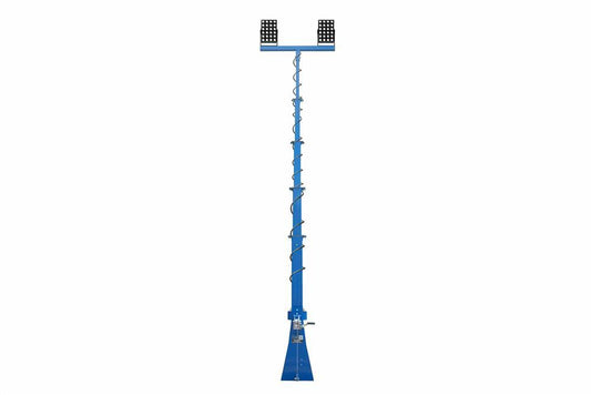 20' Five Stage Fixed Mount LED Light Mast - 6.5' to 20' - (2) 240W LED Fixtures - 3/4" Coiled Cord