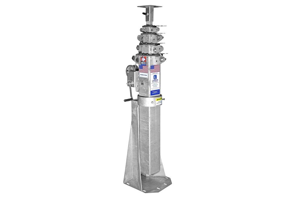 20 Foot Five Stage Fixed Mount Light Mast - 6.5-20' - 8" x 7" Top Plate - Cable Guides
