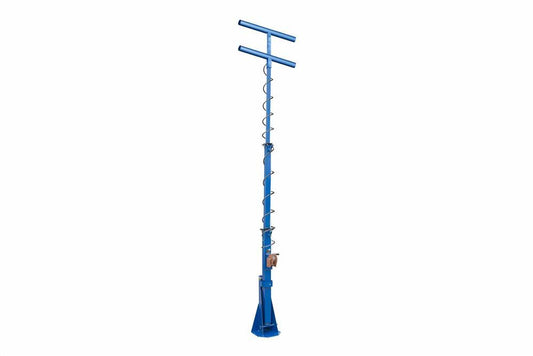 27' Telescoping Light Mast - Fold Over 3 Stage - H-Mount Mast - (4) D-Rings - 3/4" Coil Cord