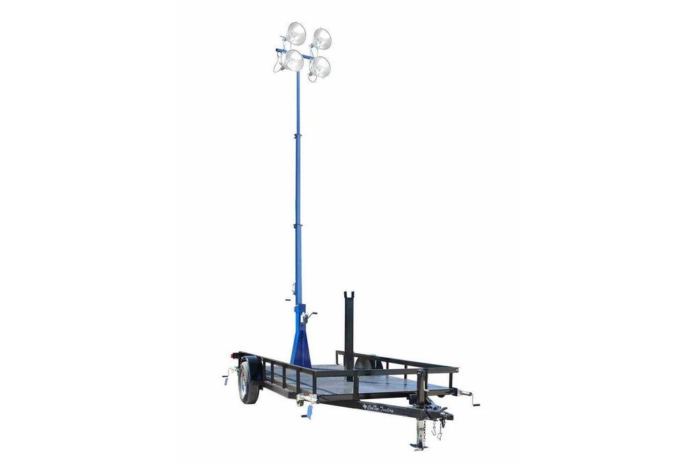 4000 Watt Metal Halide Light Tower on 12 Foot Single Axle Trailer with wheels - 25 Foot Three Stage