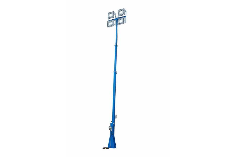 Explosion Proof 25 Foot Telescoping Light Mast - Four Class 1 Div 1 150 Watt LED Lights - 12' to 25'