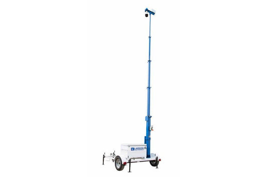 Portable 5-Stage Surveillance Tower w/ IP Camera - 30' Mast, 10' Trailer - LED Strobe