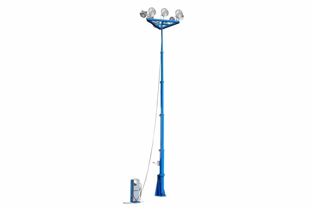 18kW Five-Stage Telescoping Light Mast - 8.75' to 30' - Triangle Mast Head - Remote Ballasts N3R