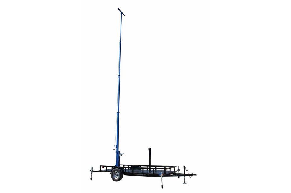 4-Stage Light Mast on 14' Single Axle Trailer - Extends up to 40' - Electric Operation