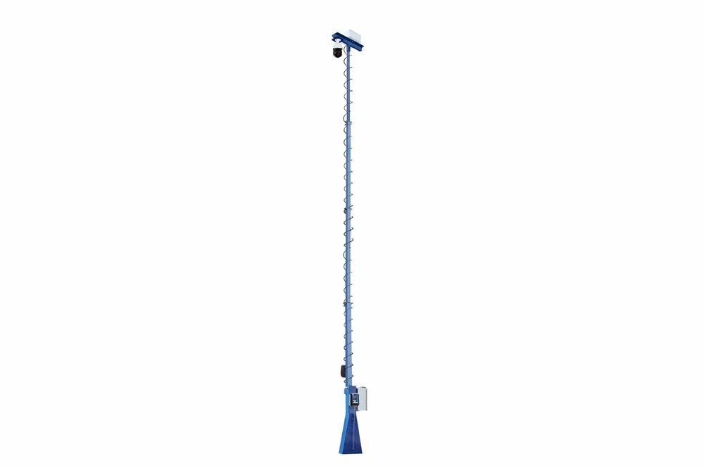 50' Telescoping Fixed Mount Light Mast w/ HD Security Camera - 13-50' - 5-Stage - 360° Rotating Boom