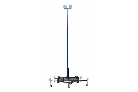 2000W 4-Stage Light Mast on 10' Trailer - (2) 1000 Watt Metal Halides - 165' Cable - Extends to 9ft