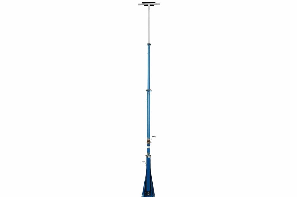 25 Foot Telescoping Light Mast - 12-25' Fold Over Three Stage Light Tower - 360° Rotating Boom - Fiberglass Top - 18" Diameter Top Mounting Plate