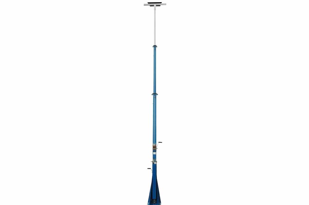 25 Foot Telescoping Light Mast - 12-25' Fold Over Three Stage Light Tower - 360° Rotating Boom - Fiberglass Top