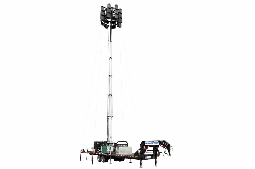 77' Hydraulic Megatowerâ„¢ Light Plant - 33' Trailer - (20) LED Fixtures - 1,350,000 lms - 480V 1PH