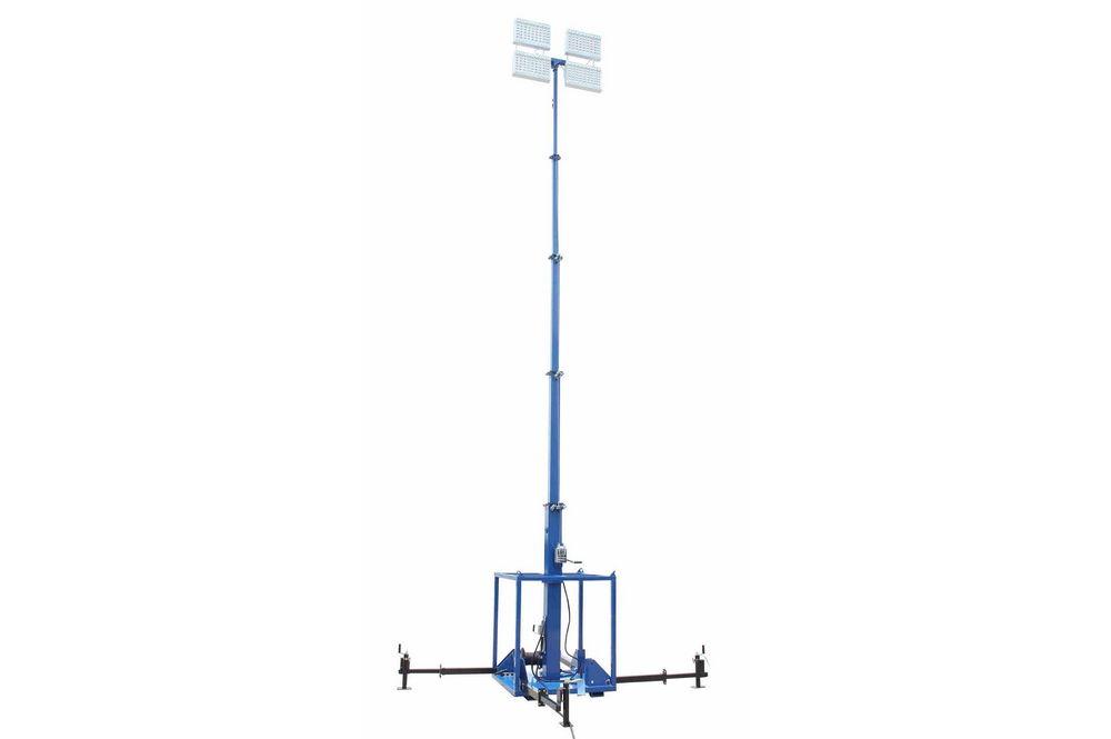 1920 Watt Electric Winch LED Light Plant - Skid Mount 5 Stage Mast - Extends to 30' - Daisy Chain
