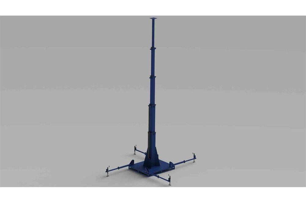 Hydraulic Mast - 8' to 30' - 5 Stages - 2,500 lbs Payload - (4) Retractable Outriggers - Skid Base