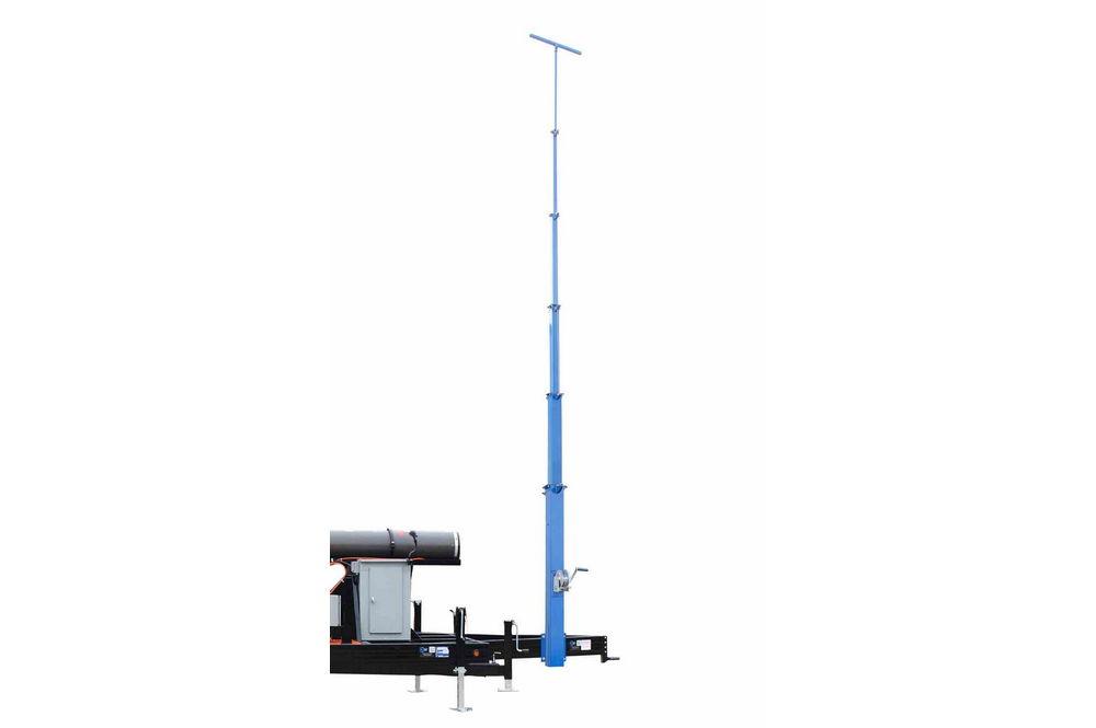 25' 6-Stage Fixed Mount Light Mast - Adjusts from 7'-25' - Electric Winch - 12/3 SOOW Coiled Cord