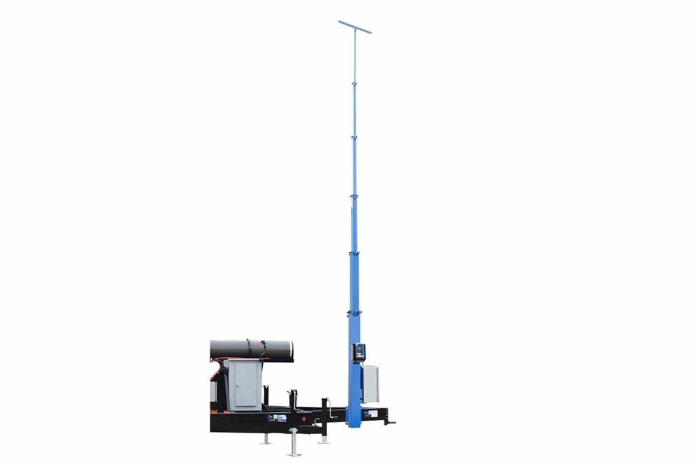 25' 6-Stage Fixed Mount Light Mast - 7' to 25' - 1000 lbs Electric Winch - 12V DC
