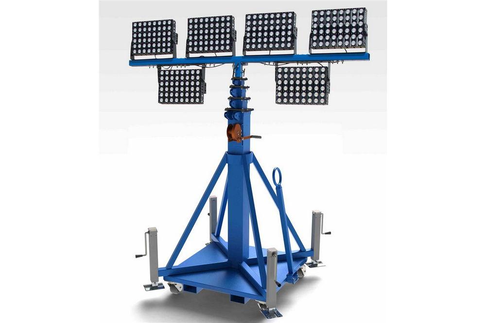 2400W High Intensity LED Light Plant - Manual Crank Winch - Skid Mount 50' Mast - Towable