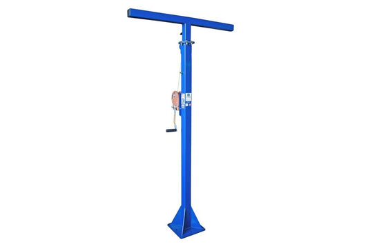 12' Telescoping Light Mast - Stationary Tower w/ Manual Crank Winch - CAT5e, 12/4 SOOW Cord