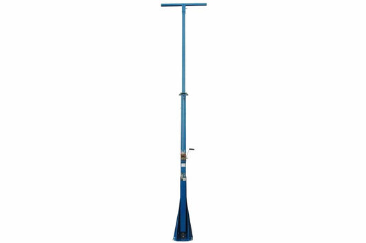 12 Foot Telescoping Mini Light Mast with Manual Crank - 7 to 12 Feet Fixed Tower - Rotating Base w/ 16 Index Points