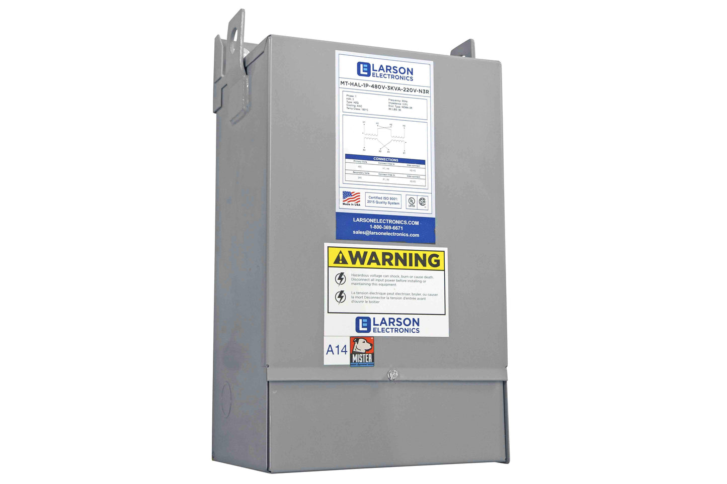 Larson 3 kVA Hazardous Location Transformer - Single Phase - 480V Primary - 220V Secondary - NEMA 3R