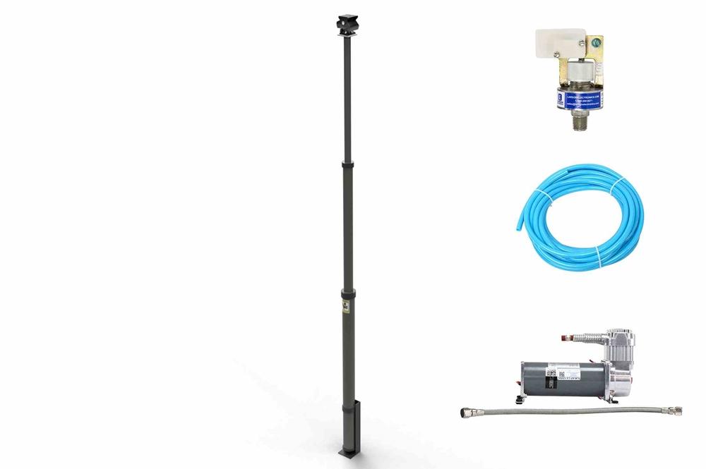 8.5' to 20' Pneumatic Light Mast Kit w/ Internal Cables - Air Powered Telescoping Boom - Vehicle Mount