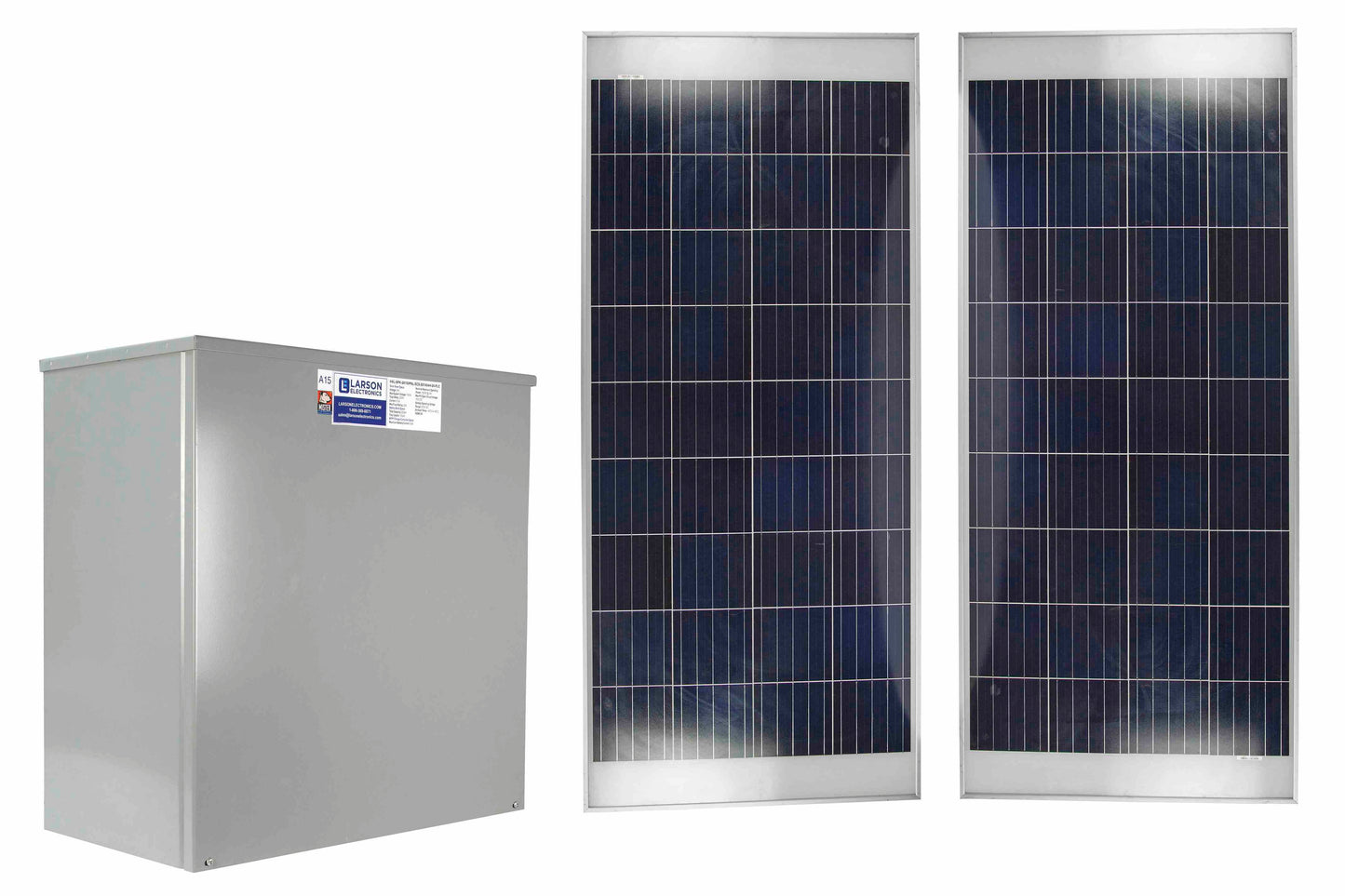 Larson Remote Mount Solar Charge Control Kit - (8) Panels, (26) Li-ion Batteries, (2) Charge Controllers, (8) Mounting Kits - N3R Enclosure