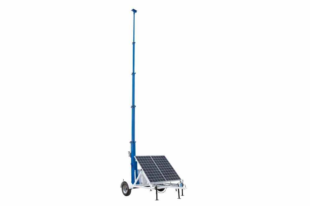 Solar Light Tower - 30' Light Tower - 7.5' Trailer - Inverter/Backup Diesel Generator - 160aH Total Battery Capacity