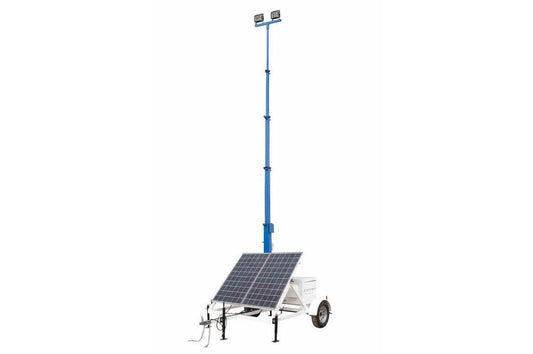 100W Solar Tower - 30' Light Tower - 7.5' Trailer - (2) 50W LED Lamps - (2) 265W Panels - IP68