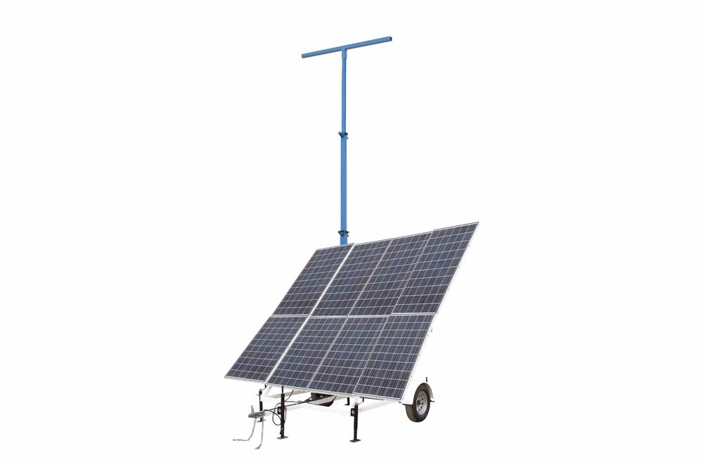 2.4 kW Solar Light Tower - 30' Light Tower - 14' Trailer - (20) 170aH Lithium Ion Batteries - (2) SC