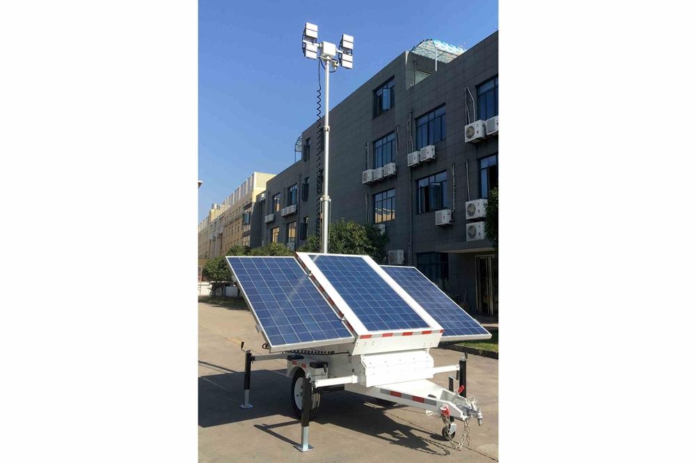 1.2 kW Solar Light Tower - 24' Mast - 7.5' Trailer - (6) 100W LED Lamps - 800aH Li-on Battery Pack