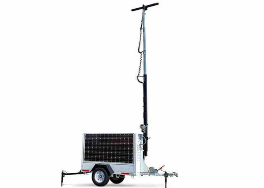 Portable Solar Tower - 16' Mast - (2) 165W Panels, (2) 12V 250aH Batteries, Timer - NEMA 3R