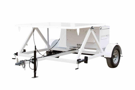 Solar Light Tower Trailer - 7' x 6.5' Trailer Bed w/ 4' Trailer Tongue - A-frame Mount, Job Box, 12V Fans