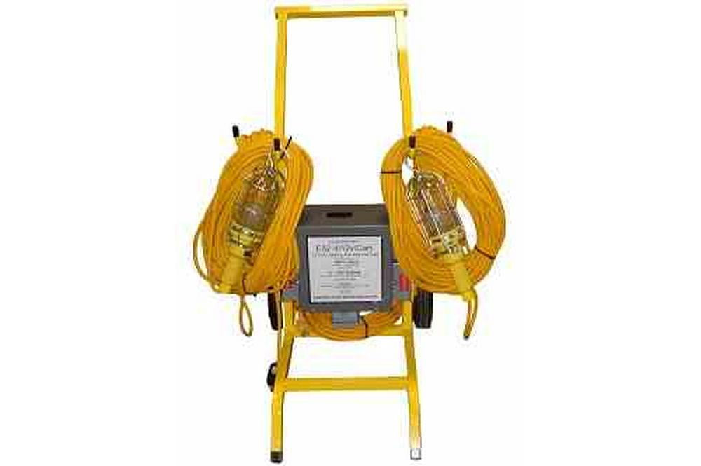 Vapor Proof 4 Light GFI Cart with Pneumatic Tires - 50 foot cord