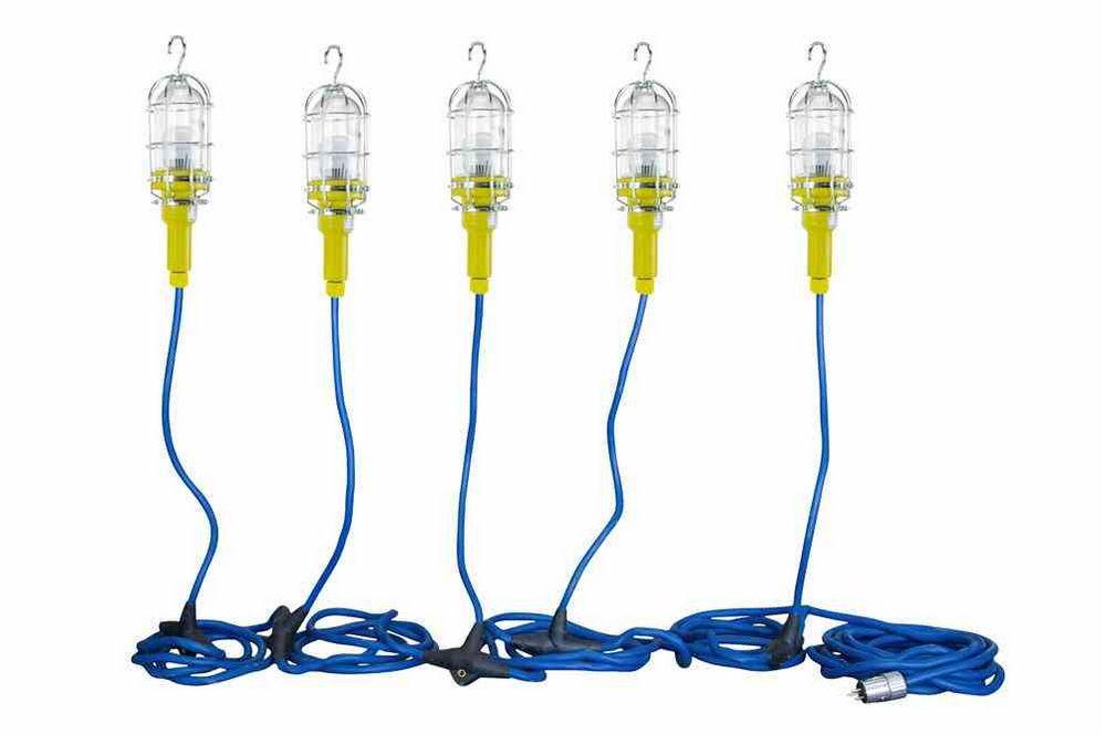 Vapor Proof (Waterproof) Trouble Light/Hand Lamp/Drop Light - 100W Bulb - 25' Cord - 5 Drop Lights