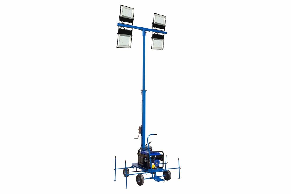 20ft Non-Towable Mini LED Light Tower w/ Gas Generator - (4) LED Lamps - 80,000 lms