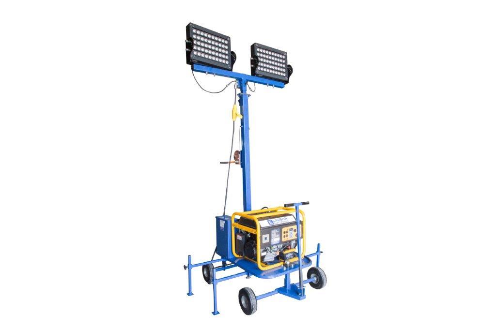 Larson Mini LED Light Tower with 3000VA Generator - Two 480 Watt LED Lamps - 120k Lumens - 10 Hour Runtime