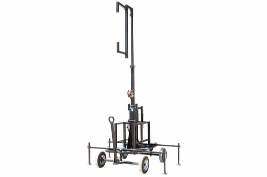 Crank Up Mini Antenna Tower - Wheeled Cart Base - 7.5'-15' Light Mast - Mount Antennas and Amplifiers