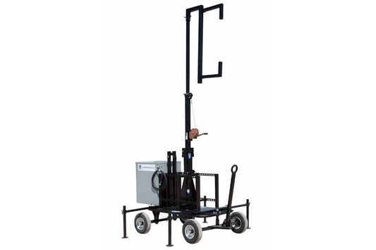 Crank Up Mini Antenna Tower - Wheeled Cart Base - 7'-13' Mast - Mount Antennas - 25' 16/3 SOOW