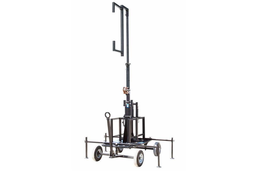 Crank Up Mini Antenna Tower - Wheeled Cart Base - 7'-12' Light Mast - Mount Antennas and Amplifiers