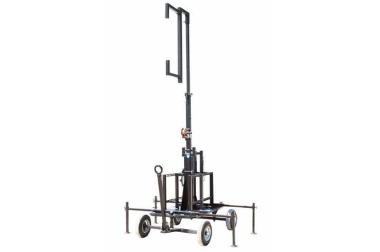 Crank Up Mini Antenna Tower - Wheeled Cart Base - 7'-12' Light Mast - Mount Antennas and Amplifiers