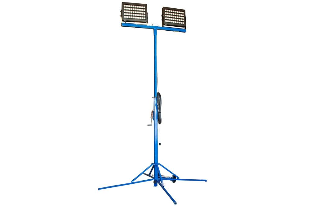 1000 Watt Work Area LED Light Tower - Quadpod Mount - 12-20' Height - Temporary Construction Lighting